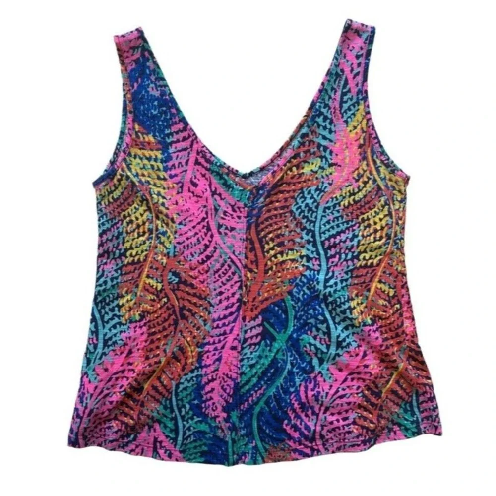 Lilly Pulitzer Gigi V Neck Tank Beach Resort Tank Top Electric Feel Size XS